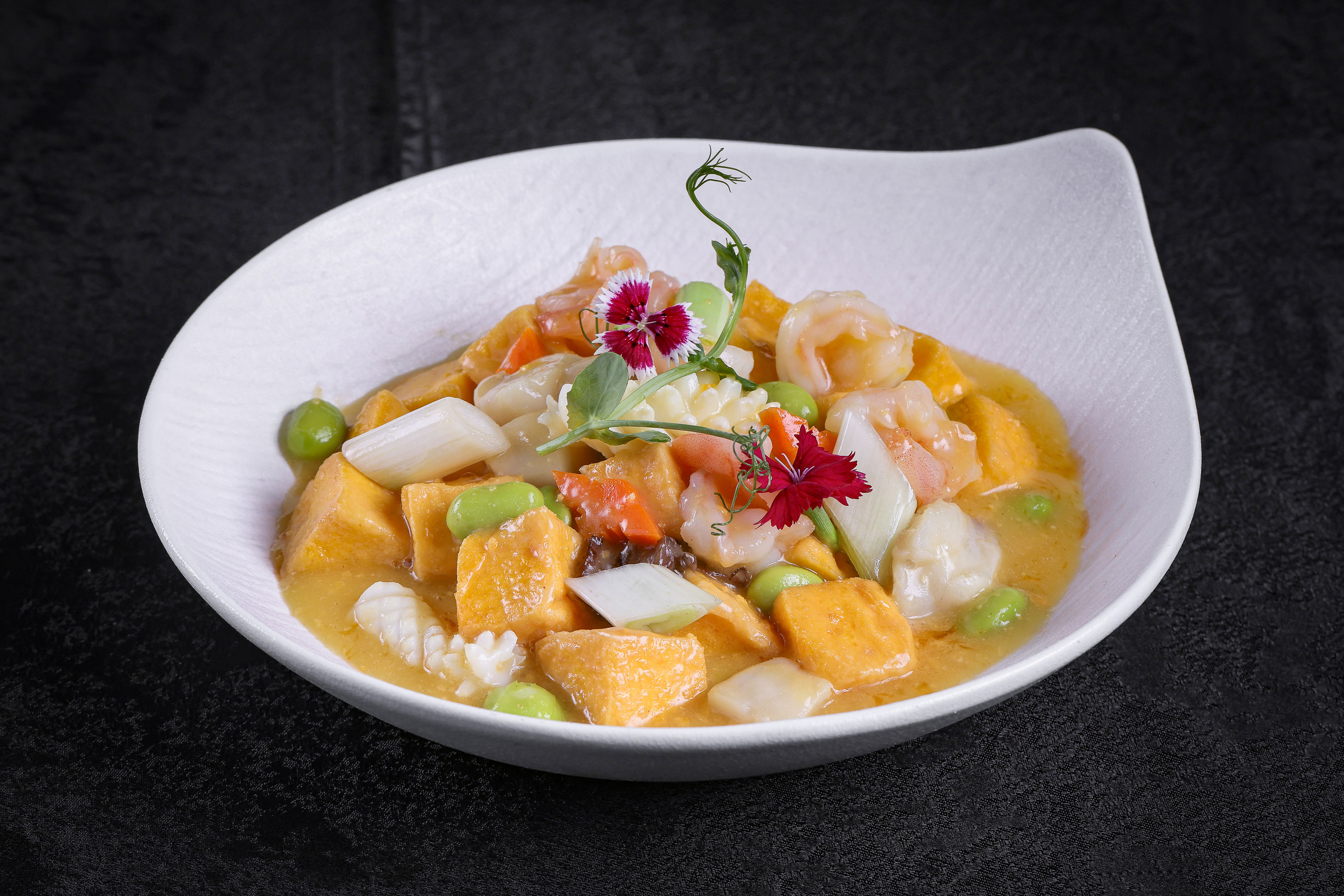 Golden Stewed Homemade Egg Tofu with Eight Treasures