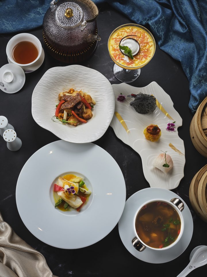 A multi-course Crystal Dragon chef's tasting selection