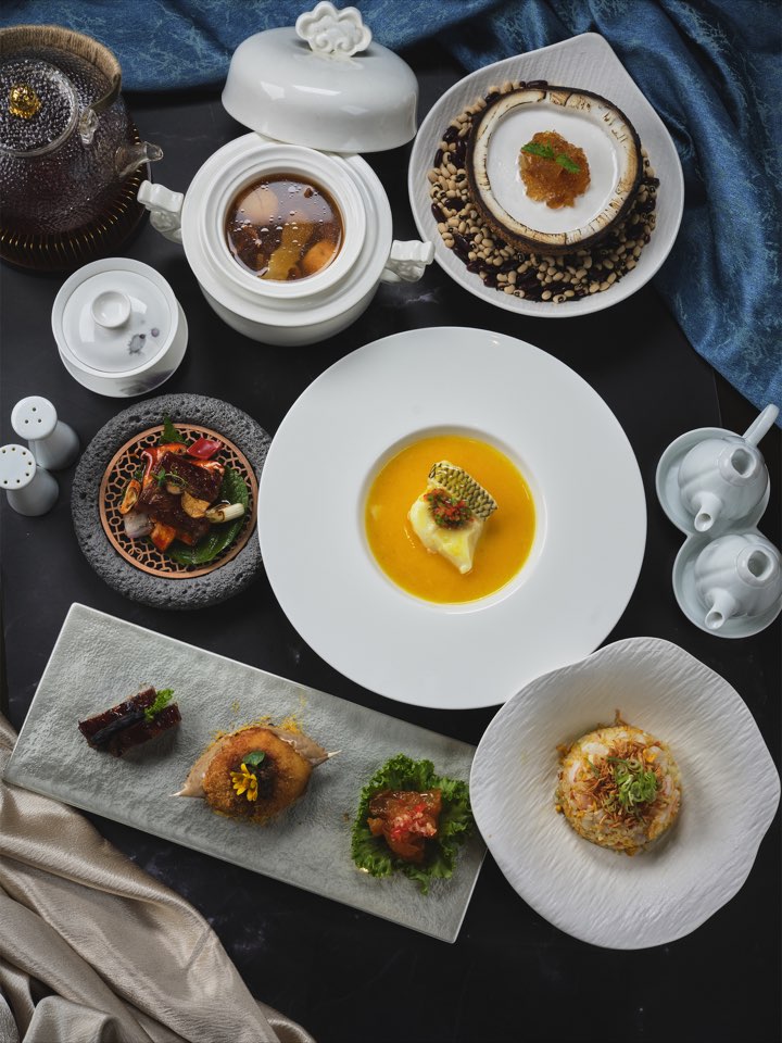 Crystal Dragon signature dinner set arranged for sharing