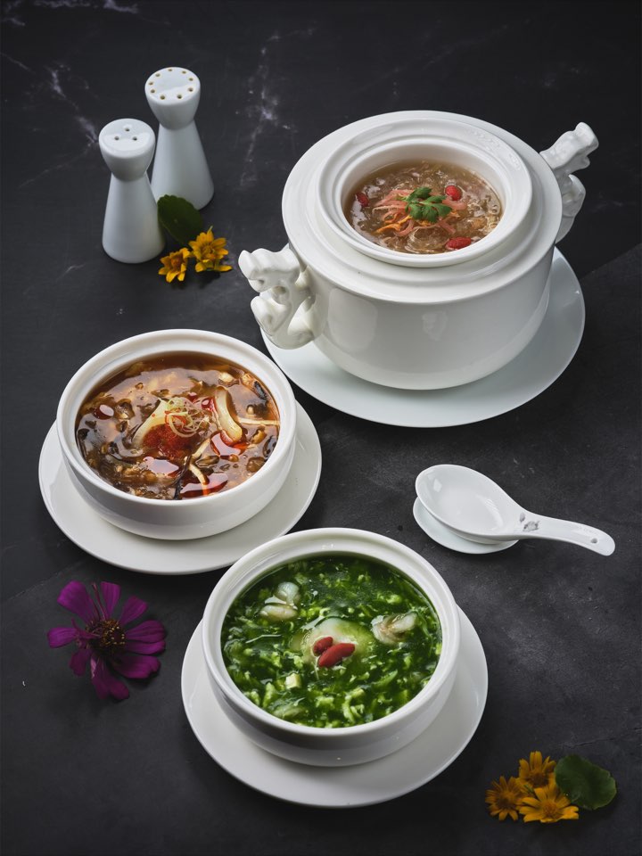 A selection of Crystal Dragon signature Chinese soups